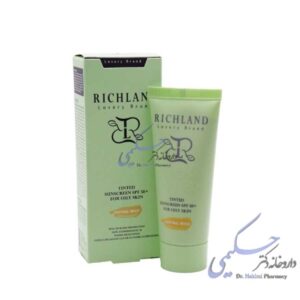 کرم ضد آفتاب ریچلند SPF50 مناسب پوست چرب (بژ طبیعی)
